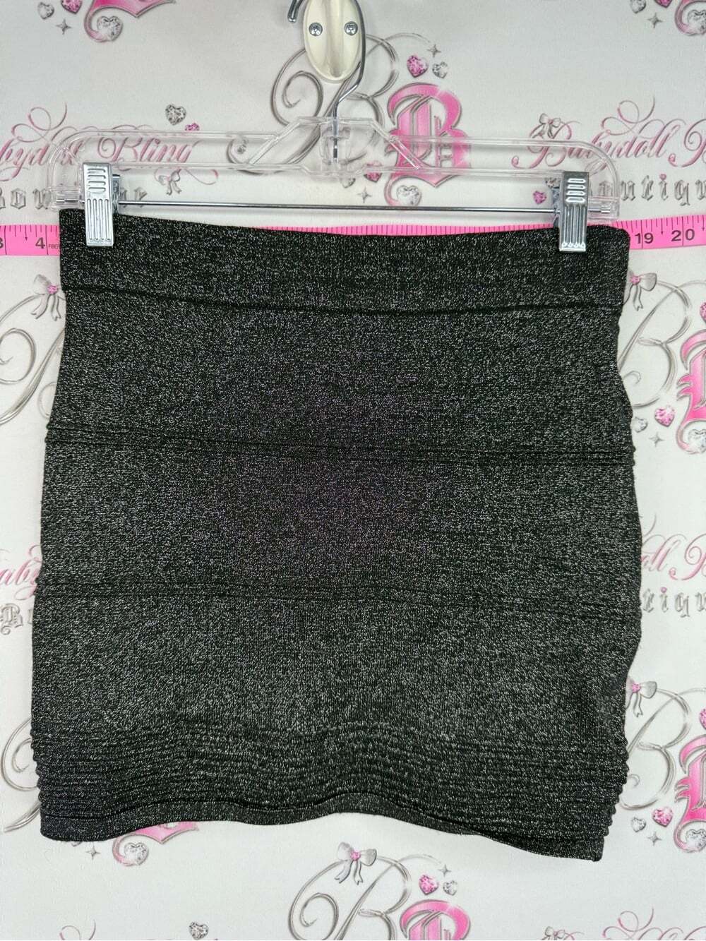 Material Girl skirt sparkly Metallic Black Knit Mini Skirt